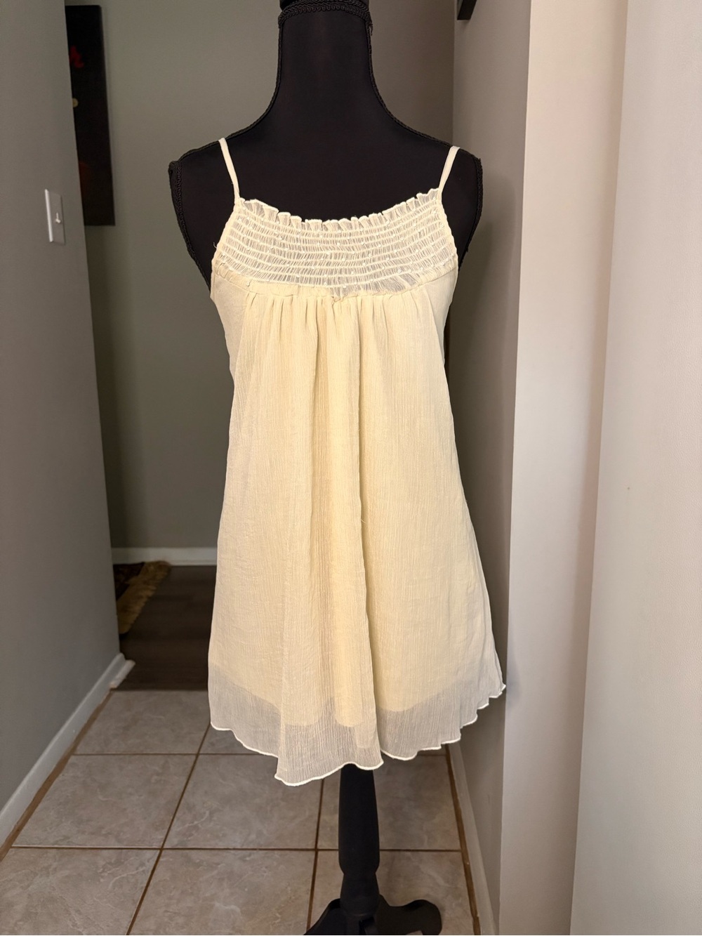 Elodie Light Cream Smocked Spaghetti-Strap Camisole